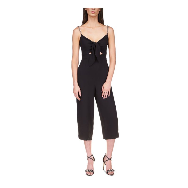 Michael Michael Kors Womens Black Sleeveless Cropped Jumpsuit S